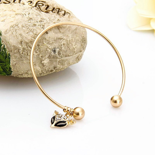 Pulseira Cuff Aberta Moderna Raposa Luxo Cristal Strass 3d