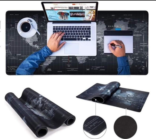 Mouse Pad Gamer Mapa De Mundo 90x40cm