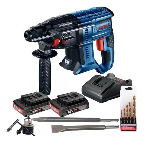 Martelete Bosch Gbh 180-li 18v 2 Baterias Bivolt C/ 8 Acess.