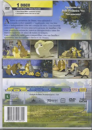 Dvd A Dama E O Vagabundo - Lacrado - Original - Disney