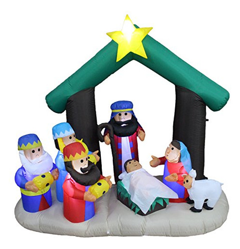 Juego De Pesebre Inflable Navideño De 6 Pies De Alto L...