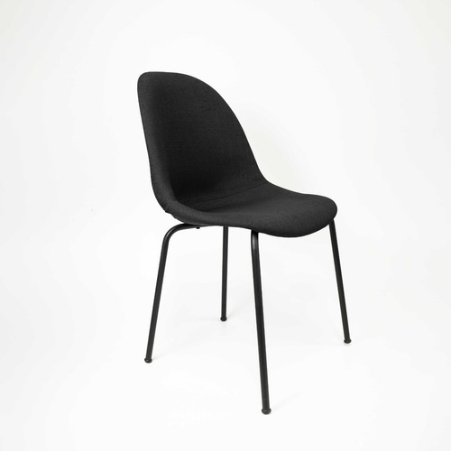 Silla De Comedor Nina Tapizada En Lino Negro