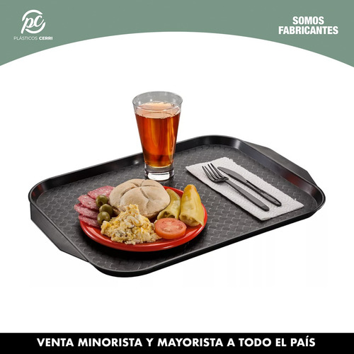 Bandeja Autoservicio Fast Food Gastronomia 43x30cm X50 Negro