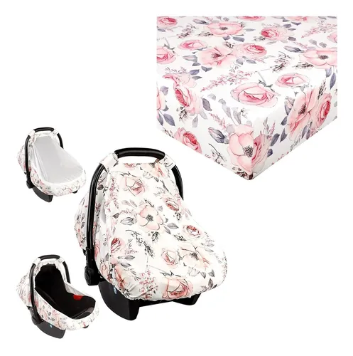Floral Baby Car Seat Cover And Crib Sheet For Girls Cuotas sin