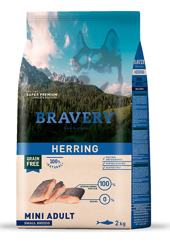 Alimento Perro Bravery Herring Mini Adult S Breeds 2 Kg