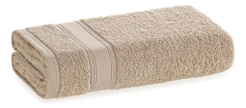 Jogo De Toalhas 5 Pçs Linea Super Macia Fio Cardado Karsten Cor Branco / Taupe Lisa