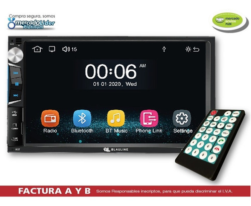 Imagen 3 de 7 de Estereo Pantalla 7 Tactil Bluetooth Car Play Mirrorlink