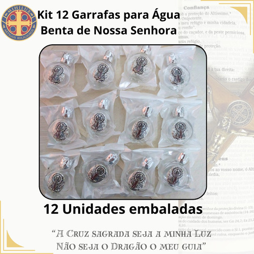 Kit 12 Lembrancinha Batizado Garrafa Água Benta Nossasenhora