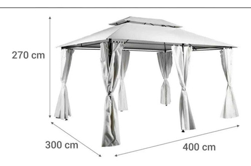Imagen 3 de 4 de Toldo Pergola Romana 3x4 Con Cortinas
