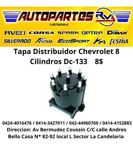 Tapa Distribuidor Chevrolet 8 Cilindros 10496801 Dc-133