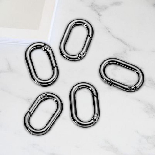 5x Mola Oval Anéis Mosquetões Conector Primavera Preto
