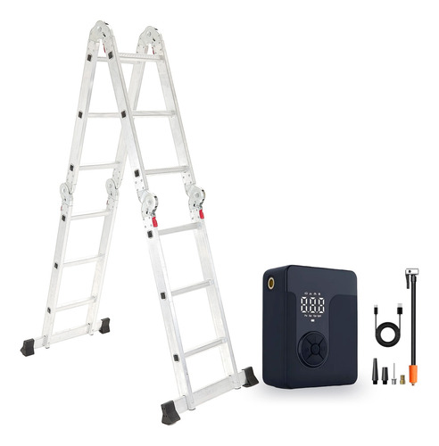 Escalera Multifuncion De Aluminio 4x3 + Inflador De Regalo.
