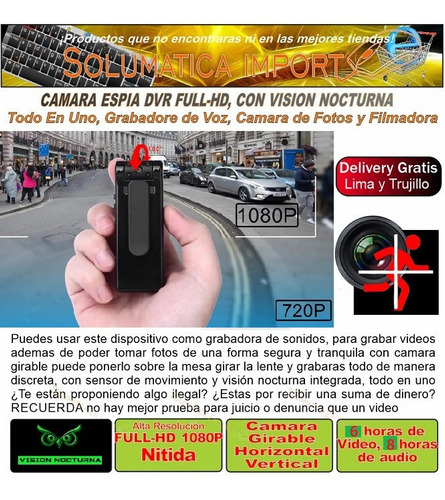 Camara Espia Full Hd 1080p Vision Nocturna Envio Gratis*