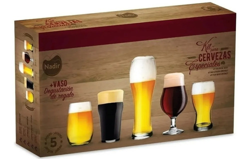 Kit Set Cervecero Especial Nadir 6 Vaso Ideal Regalo Cerveza