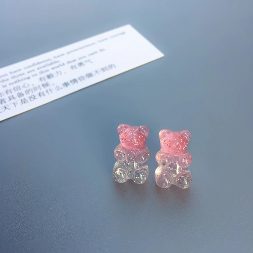 Brinco Gummy Bear Glitter Rosa/cristal