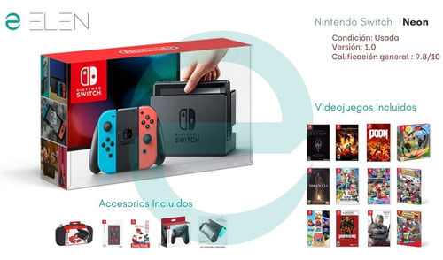 Elen - Nintendo Switch + 12 Juegos + 5 Accesorios 