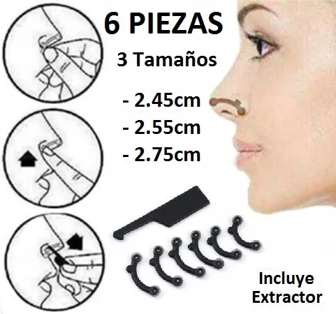 6 Pares Corrector Nasal Respingador Nariz