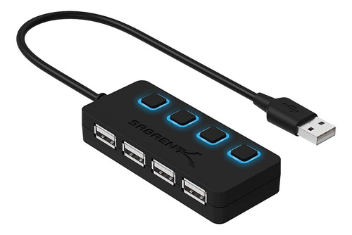 4 Puerto Usb 2 0 Hub Con Fuente De Led Encendido Indivi...