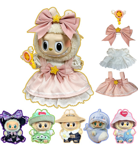 Ropa Vestido Para Labubu Macaron 17 Cm Vestidito Ropita Cute Regalos Niños Multicolor Para Macaron De Ropa Labubu Felpa Para Traje