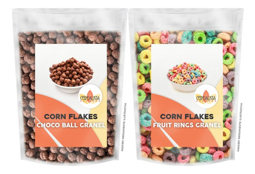 Kit Corn Flakes Choco Boll + Corn Flakes Fruit Rings 1kg