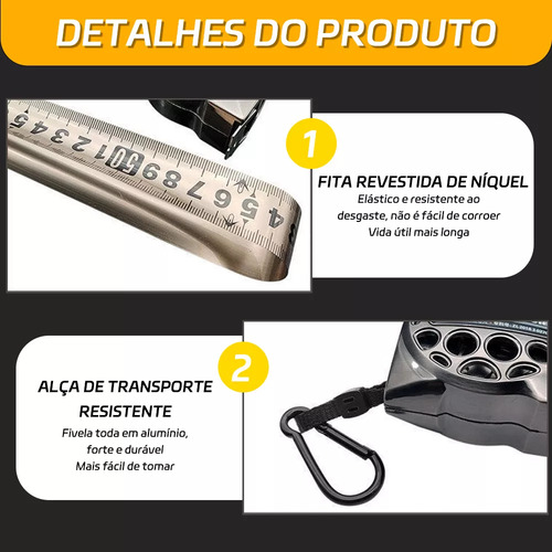 Régua Métrica Anticorrosiva Retrátil De Aço Inoxidável 5metros