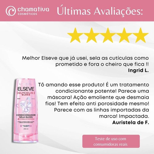 Kit Shampoo 200 + Condicionador 200ml Glycolic Gloss Elseve