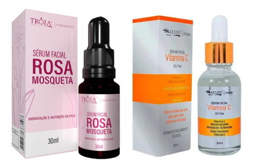 Imagem 1 de 9 de Kit Sérum Facial Rosa Mosqueta Para Pele E Serum Vitamina C