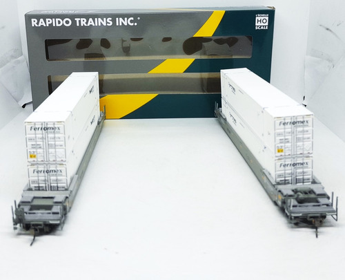Ferromex Husky-stack Well Car 53', 2 Rapido Y Contenedores