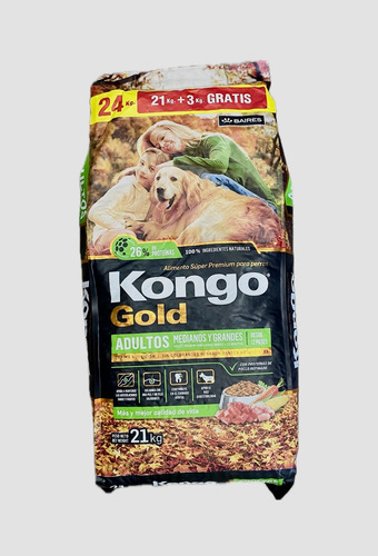 Kongo Gold Adulto X 21 Kg + 3 Kg Gratis 