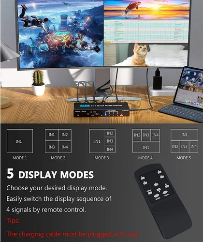V 4k Hdmi Quad Multi-visor 4x1 Hdmi Segmentación De Pantalla