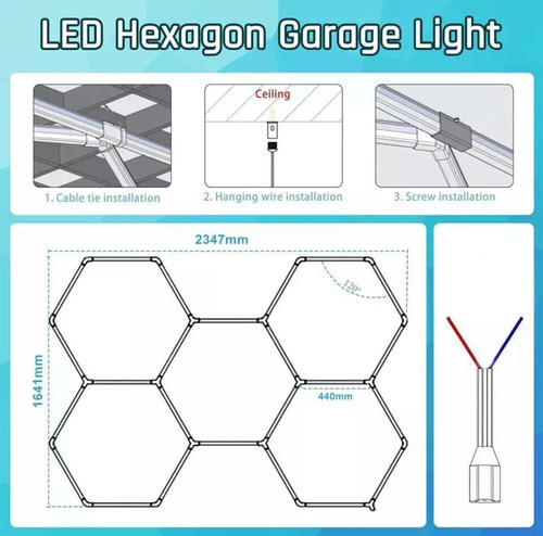 Lámpara De Techo Led Hexagonal 6500k Blanco Frío