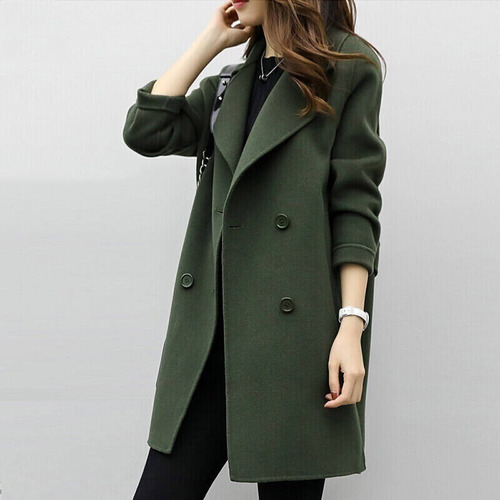 Abrigo De Tweed Con Solapa En Liso Para Mujer