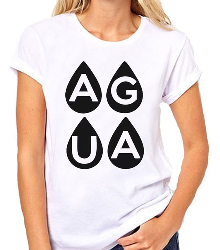 Remera De Mujer Agua Gotas Letras