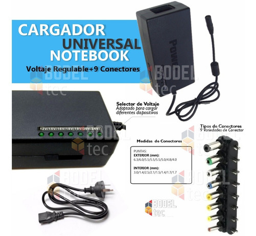 Imagen 3 de 4 de Cargado Universal Notebook- 9 Puntas/12-24v/120w