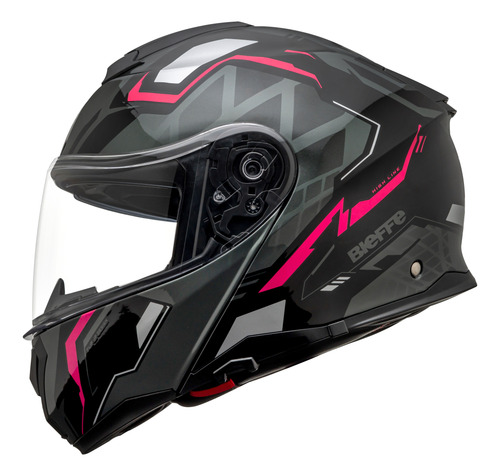Capacete Robocop Moto Bieffe B-dynamic Attractie Rosa Brilho