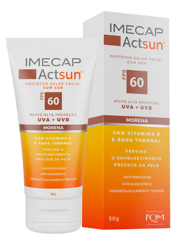Imecap Actsun Fps 60 50g - Protetor Solar Facial Cor Morena