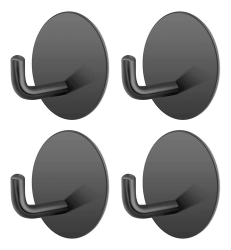 4 Gancho De Acero Inoxidable Negro Baño Autoadhesivo Premium