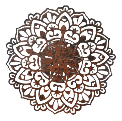 Mandala Flor De Lotus Em Ferro Ferrugem Rústica Decorativo