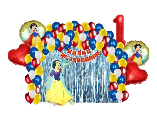 Combo Arco Globos Blancanieves Princesa Metalizados Deco