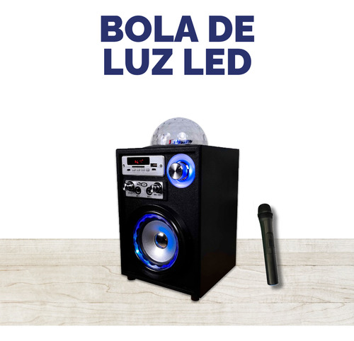 Parlante Bluetooth Premium Con Bola De Luz Led De 10w Color Negro