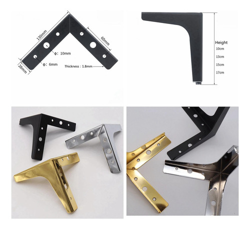 Mz 4 X Hierro Metal Muebles Pierna/pies Metal Sofá 17cm