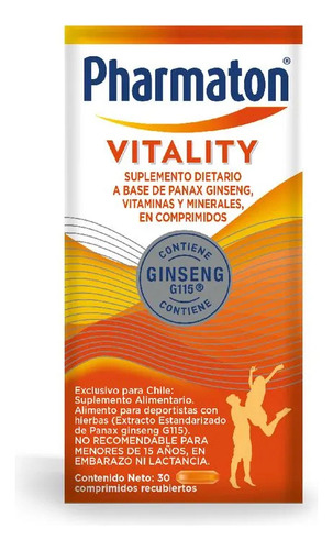 Pharmaton Vitality Suplemento Ginseng Vitamina Minerales 30c
