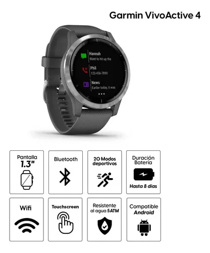 Garmin Reloj Vivoactive 4S, Gris