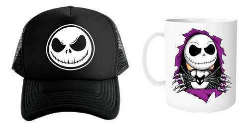 Gorra Unisex De Malla Y Taza 11oz Jack Skellington