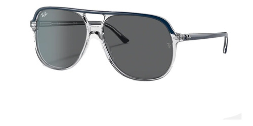 Óculos de sol Ray-Ban Bill Small armação de acetato cor polished blue, lente dark grey clássica, haste polished blue de acetato - RB2198