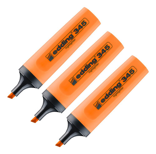 Resaltadores Para Papel Edding 345 Fluor Pack X3 Color Naranja