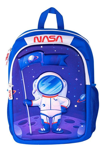 Mochila Escolar Infantil Nasa Astronauta 3d El Alunizaje Color Azul