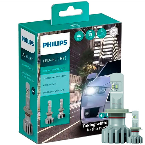 Par Lâmpada  Led Philips Ultinon Pro 5000hl H7 +160% 