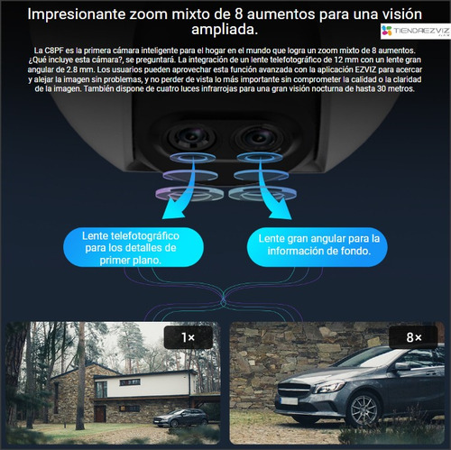 Imagen 3 de 10 de Ezviz Camara Ip Domo Wifi 360° 1080p Motorizada Zoom 8x C8pf