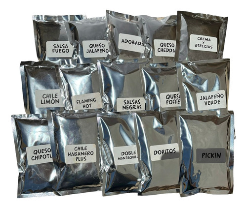 20 Sobres De 100 Gr Sazonador Polvo Botanas Palomitas Papas